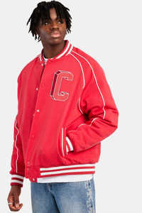 Chaqueta universitaria con cierre de botón de Color rojo con logotipo y diseño personalizado para hombre, botón bombardero universitario de béisbol Letterman de lana gruesa - Product Image 4