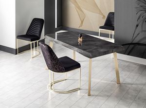 Juego de mesa de comedor de cocina rectangular con diseño de borde moderno, sillas elegantes y modelo Klas para uso doméstico o hotelero - Product Image 2