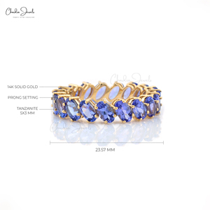 Modern 14k Gold <b>Band</b> Ring 5 CTW Natural Tanzanite Stackable Statement Jewelry for Bridesmaids Wedding/Anniversary Parties No MOQ - Product Image 2