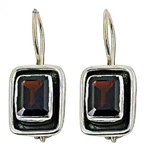 Boucles d'oreilles pendantes carrées en or blanc 925 plaqué pour femmes, bijoux tendance avec grenat, diamant et zircon - Product Image 1