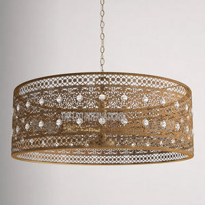Lustre à chaîne de haute qualité style marocain métal fer diamant finition or 23X23X61 pouces intérieur maison café éclairage décoratif - Product Image 2