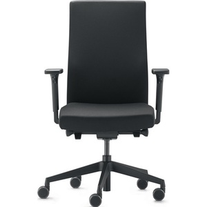 TREND OFFICE Chaise de bureau pivotante noire avec mécanisme synchrone, accoudoirs 410-520 mm, capacité de charge 110 kg - Product Image 1