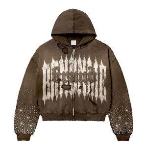 เสื้อฮู้ดดี้ผู้ชายสไตล์ Urban Faded Wash Oversized Distressed เสื้อฮู้ดดี้ผู้ชายสไตล์ลำลองแบบสวมหัว Oversized Vintage Distressed - Product Image 2