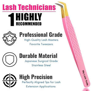 Pinces à cils en acier inoxydable avec revêtement mat, poignée antidérapante confortable, pointe extra longue professionnelle, anti-magnétique - Product Image 4