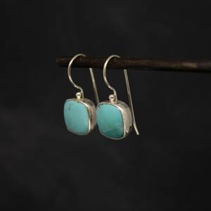 Superventas hermosos hechos a mano 925 plata esterlina turquesa corte cuadrado diseñador pendientes colgantes piedras preciosas joyería regalo para ella - Product Image 2