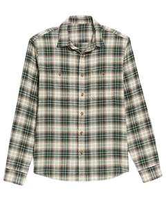 Camisa a cuadros personalizada para hombre, verde beige, manga larga, informal, de franela, suave, de algodón, para invierno, venta al por mayor - Product Image 1