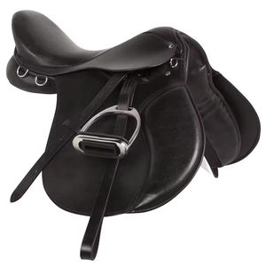 Selle d'équitation occidentale de dressage en cuir véritable unisexe de luxe, durable et confortable, en bois/plastique - Product Image 1