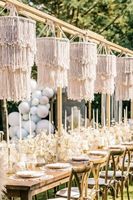 Abat-jour en macramé en coton naturel fait à la main, décoration suspendue bohème pour fête, événement et banquet