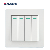 Saham 16 Amp 250 V Flush Mount Switch 4 Gang 1 Cara Pencahayaan Kontrol Listrik Saklar Dinding