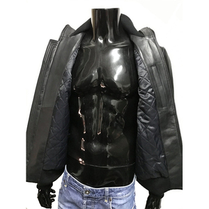 Personalizar hecho a mano de alta calidad de manga larga Street Wear Zip Up hombres 100% chaqueta de cuero negro genuino para hombres - Product Image 3