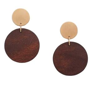 Forme ronde fabriqué en usine Design bois fille peinture léger boucles d'oreilles bijoux bijoux nouveauté acrylique - Product Image 1