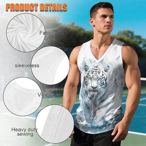 Haute qualité personnalisé hommes Slim-Fit 100% coton sans manches débardeurs décontracté Style de base entraînement été hauts - Product Image 6