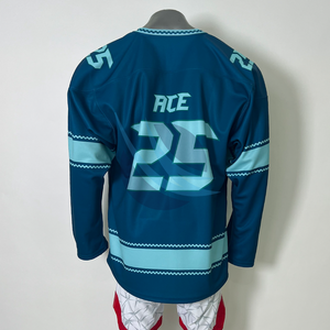 ชุดฮอกกี้น้ำแข็งแบบกำหนดเองได้ ขายส่ง เสื้อฮอกกี้น้ำแข็งแบบซับลิเมชั่น แห้งเร็ว แขนยาว คอวี ชุดกีฬา - Product Image 3