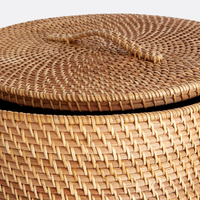 Panier à linge en rotin Viet Mai Lan avec doublure en lin, poignées en fer, couleur et taille personnalisables, multifonctionnel, pour salle de bain, fabriqué au Vietnam