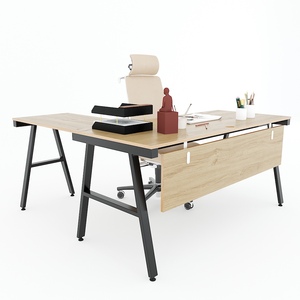 Escritorio Ejecutivo Convertible en Forma de L Aconcept HBAC044, Escritorio para Jefes con Patas de Hierro para Oficina, Escuela, Hospital, Hotel, Hecho de Madera Contrachapada y Metal - Product Image 6
