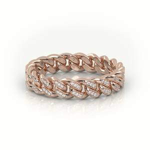 Anillo de Compromiso con Diamante Cultivado en Laboratorio, Corte Redondo, Incrustaciones a Mano, Oro Rosa de 10k, Anillo de Eternidad con Diamantes, Estilo Punk Hip Hop para Hombre - Product Image 2