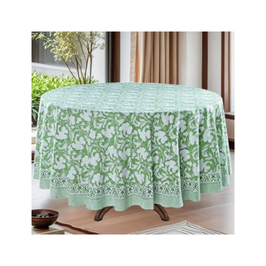 Floral Blue Cotton Linen <b>Table</b> Cloth 60x120 Inch Washable Lightweight ISO 9001 Balanced Weave Structure Everyday Dining Setup - Product Image 5
