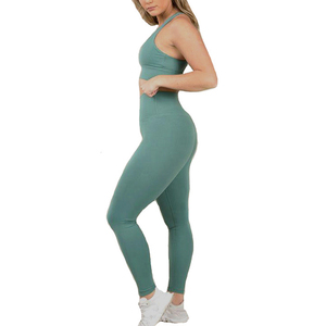 Customized color wholesale ladies activewear sets <b>leggings</b> and sports bra custom logo sexy two piece gym set for <b>women</b> all size - Product Image 2