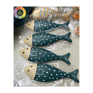 Art mural de poisson sculpté en bois avec plusieurs motifs originaux fabriqués au Vietnam // poisson en bois pour la décoration poisson en bois peint - Product Image 5