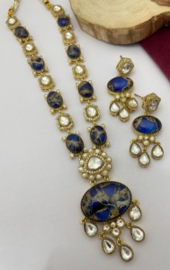 Conjunto de collar de polki de alta calidad, venta al por mayor, conjunto de collar Kundan chapado en oro con perlas largas para mujer, ropa de fiesta de boda - Product Image 6