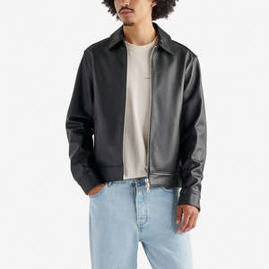 Chaqueta de Cuero para Hombre de Piel de Cocodrilo, Chaqueta de Cuero Negra al por Mayor, Chaqueta Corta de Cuero Genuino Hecha a Medida para Hombre - Product Image 2