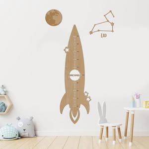 Delarchi Unisex, tabla de crecimiento de cohetes de madera personalizada, juguete educativo de bambú, estilo DIY, rompecabezas de decoración de guardería espacial de dibujos animados - Product Image 1