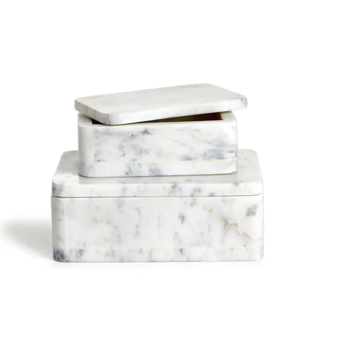 Scatole di marmo personalizzate scatola personalizzata di alta qualità diversa di 2 dimensioni scatola di immagazzinaggio di gioielli in marmo lucido fatta a mano