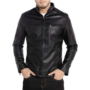 เสื้อแจ็กเก็ตหนังสำหรับผู้ชาย,เสื้อคอตั้งหนังเทียมน้ำหนักเบาสำหรับขี่มอเตอร์ไซค์เลือกแบบ OEM ได้ตามต้องการขนาดพิเศษ - Product Image 4
