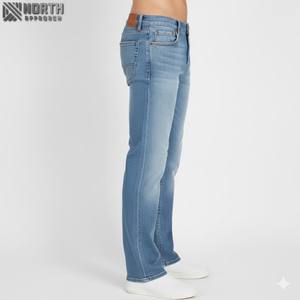 Pantalones vaqueros rectos de corte regular para hombre, Vaqueros informales de algodón de secado rápido, cintura media, ligeros, primavera, verano e invierno, superventas - Product Image 3