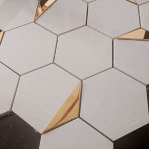 CreativeHome Azulejos hexagonales 73mm PVD Azulejo de mosaico de cerámica Mate para paredes de dormitorio de 260x300mm Elevadores de escalera - Product Image 2