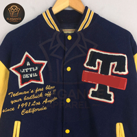 Veste universitaire en toile de qualité supérieure, motif étoile et lettres contrastées bleu-jaune, idéale pour l'hiver, prix de gros