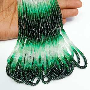 Cuentas de piedras preciosas Rondelle facetadas sombreadas de Esmeralda zambiana Natural hebras preciosas cuentas de Esmeralda para la fabricación de joyas esmeraldas a granel - Product Image 2