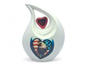 Urna de lágrima de perla blanca con corazón rojo brillante para cenizas humanas Memorial lágrima personalizada para cenizas sostiene hasta 200lbs - Product Image 3