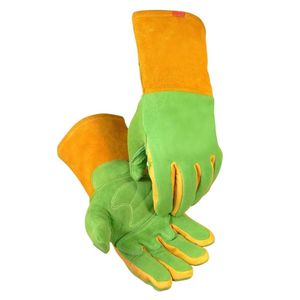 Vente en gros de gants de soudage allongés en cuir de vachette anti-chaleur, épais et double couche, pour le travail dans des environnements à haute température - Product Image 4