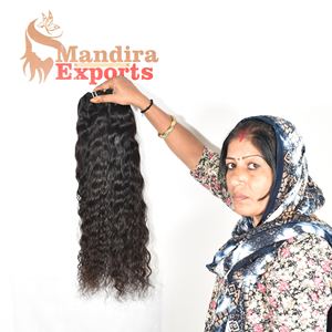 100% Bundles de vague profonde en vrac naturels non transformés Extensions de cheveux humains de temple indien vierge bon marché Style brut bouclé - Product Image 5