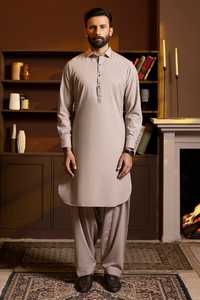 Ensemble Kurta pour homme avec col rabattu, design ODM, dernière mode, vêtements de mariage et de fête, pantalon Shalwar, costume 2 pièces pour homme - Product Image 3