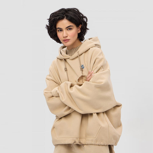 ชุดเสื้อฮู้ดแนวสตรีทสวมใส่สบายโอเวอร์ไซส์ของผู้หญิงชุดเสื้อผ้าฝ้ายปรับแต่งโลโก้ได้มีสไตล์สไตล์สไตล์สไตล์สไตล์ลำลอง - Product Image 6