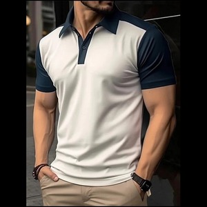 Botón de manga corta para hombre para Polo en color sólido, tops casuales ligeros para ropa de calle y Deportes de talla grande disponible - Product Image 3