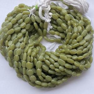 Cuentas de Piedra Serpentina Verde Natural de 6mm 8mm 10mm, Forma Ovalada Lisa, Certificadas por IGI, Mejor Precio al por Mayor - Product Image 1