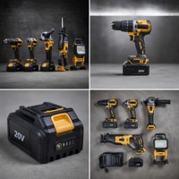 Kit combiné d'outils électriques sans fil 5-en-1 20V sans balais pour chantier de construction et site industriel avec 2 batteries Li-ion