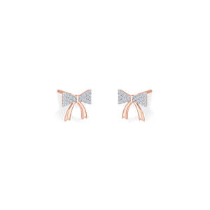 Boucles d'oreilles en or rose Bow Belle avec diamants pour femmes - Product Image 4