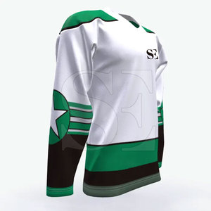 Jersey de hockey sobre hielo verde y blanco personalizado 2025 para hombres y jóvenes auténtico nombre y números cosidos Diseña tu propia ropa de hockey - Product Image 1