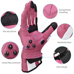 Guantes de cuero personalizados para motocicleta, de carreras, para equipo de carretera - Product Image 5