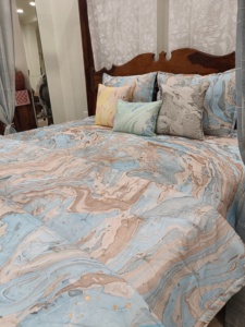 Edredón marino de otoño 100% gasa de algodón hecho a mano Reversible transpirable ecológico edredón personalizable 92 'X 88' pliegues de mano - Product Image 5