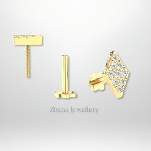 ต่างหูแบบเจาะรูปดวงจันทร์สุดหรูเพชรแบบใส VVS ขนาด10K 14K ทอง18K เครื่องประดับสำหรับการขายแบบไม่แพง - Product Image 1