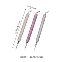 Stylo à strass brillant 3-en-1 pour ongles, stylo à pointes métalliques, outils de manucure avec tête de brosse