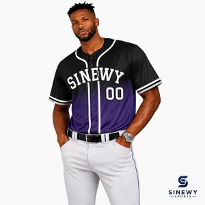 Maillot de baseball pour hommes SINEWY, manches courtes, impression sublimée, évacuation de l'humidité, coupe régulière, 100% polyester, toutes saisons - Product Image 1