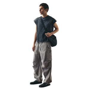 Pantalon Cargo personnalisé à la mode pour hommes, coupe ample, jambe droite, plusieurs poches, lavage moyen, tenue de plein air décontracté, style baggy - Product Image 4