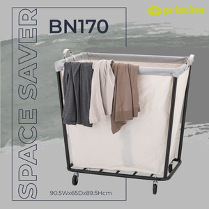 Minimalist Canvas Laundry Cart With Wheels Large Capacity Household Storage Black <b>Frame</b> - Product Image 4