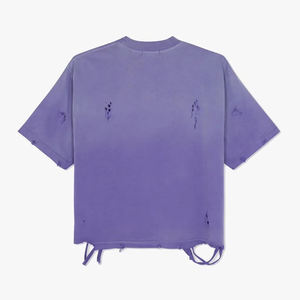 Nueva camiseta de lavado ácido con impresión personalizada con camiseta de lavado ácido de color púrpura sólido completo Camisetas de ajuste cuadrado de gran tamaño - Product Image 3